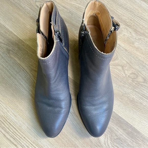 ranco Sarto Geila Gray Leather Ankle Boots | Triple Buckle Detail | Low Heel - Picture 4 of 8